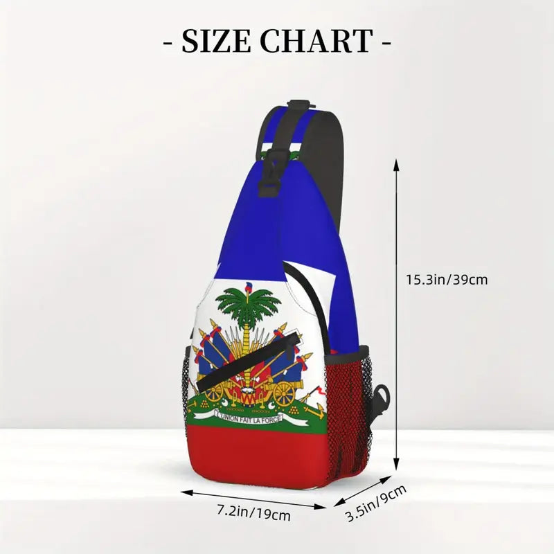 Haiti Flag Men's Crossbody Sling Bag - Durable, Fashionable & Versatile with Safety Zipper for Casual Vacations & Outdoor Activities. NJ297486 T