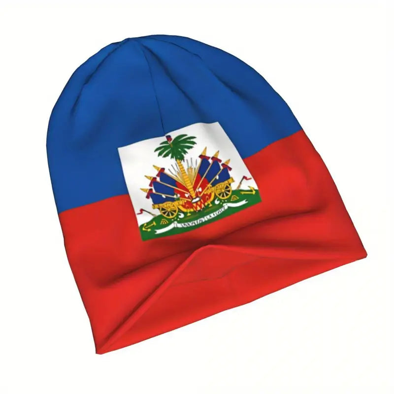 Biihudu Haitian Flag Beanie - Breathable, Soft Knit Cap for Men | Fashionable Streetwear & Sports Hat, Edgeless, Polyester Fiber. CJ362168 T