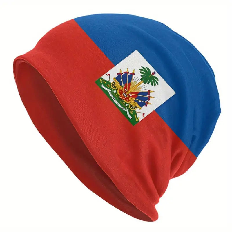 Biihudu Haitian Flag Beanie - Breathable, Soft Knit Cap for Men | Fashionable Streetwear & Sports Hat, Edgeless, Polyester Fiber. CJ362168 T