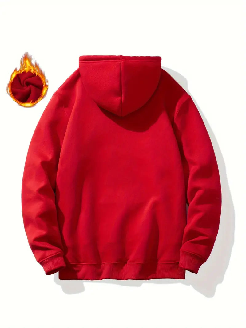 Men'S Haiti Printed Hoodie - Casual Polyester 100% Long Sleeve Sweatshirt with Slight Stretch, Regular Fit, Knit Fabric, 200g/m² - Trendy Winter Gift for Men