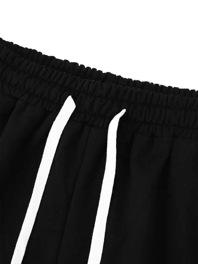 Men'S casual shorts with "HAITI" Print - Light Gray, Elastic Waistband with Drawstring, Polyester Fabric, Regular Fit, Casual Style for Summer, Summer Casual Wear | Letter Print Shorts | Flexible Waistband. (Black) GX1814939 T