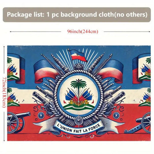 Backdrop Banner 1pc, Haitian flag iconic features Background Cloth Wall Decor, Polyester Fabric Wall Covering, For Living Room Bedroom Office Home Outdoor Decor, 8x6FT GA3945415 T