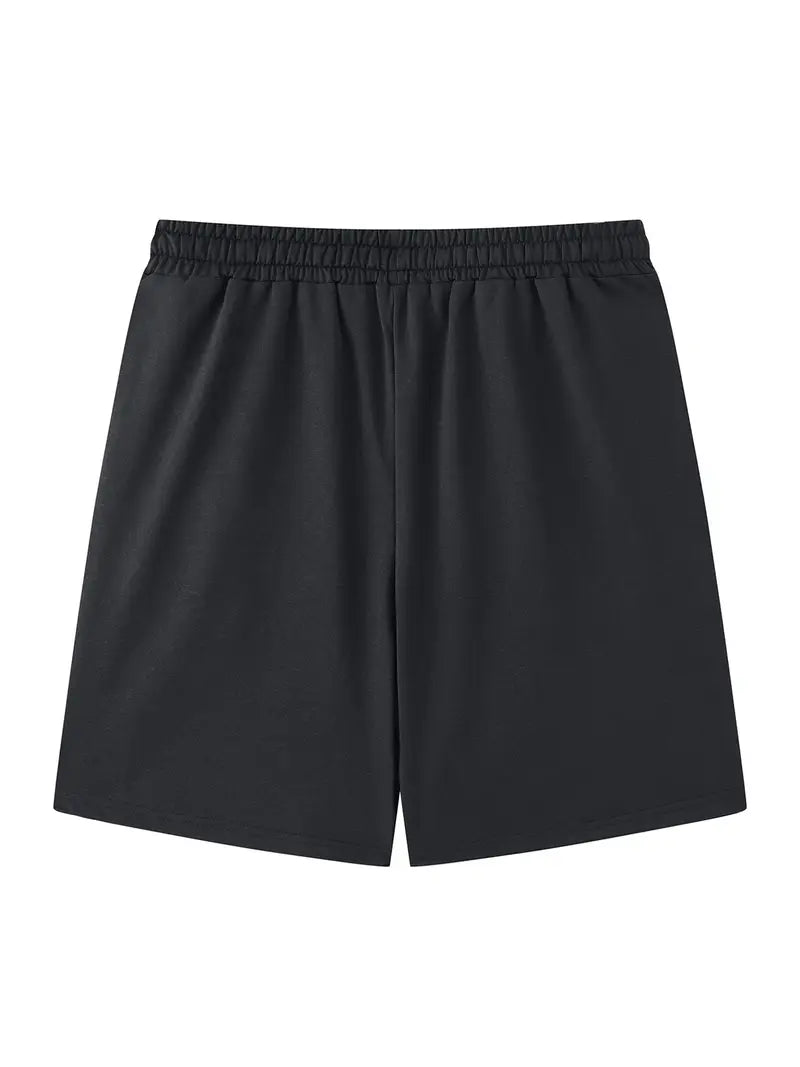 Men'S casual shorts with "HAITI" Print - Light Gray, Elastic Waistband with Drawstring, Polyester Fabric, Regular Fit, Casual Style for Summer, Summer Casual Wear | Letter Print Shorts | Flexible Waistband. (Black) GX1814939 T