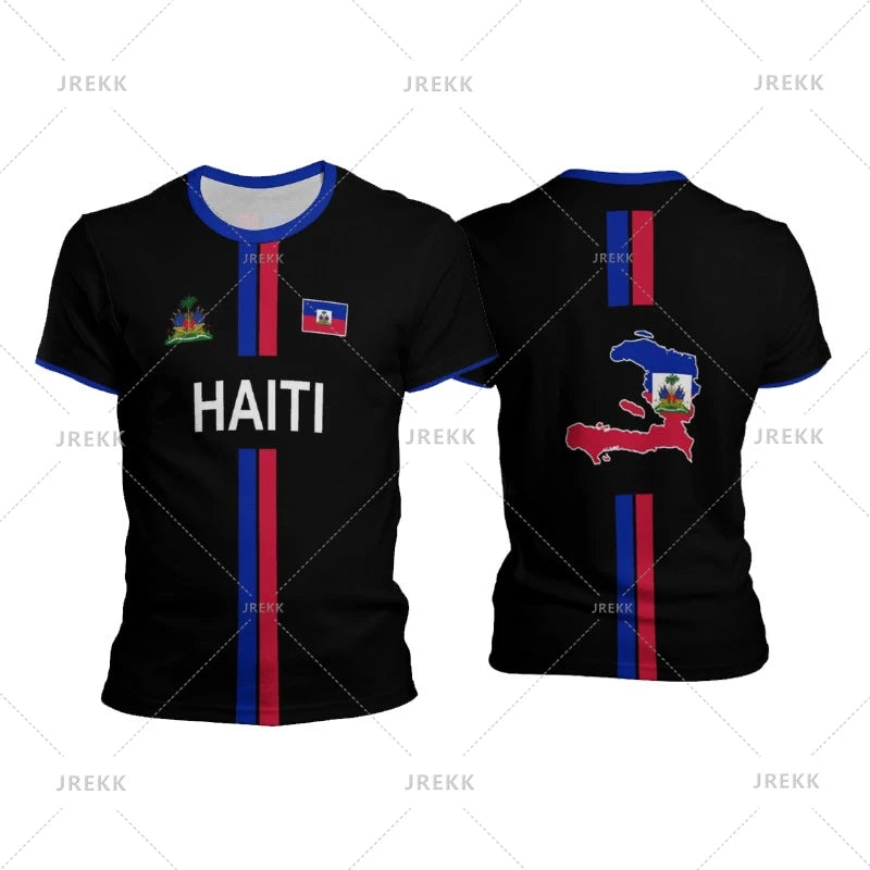Haiti Football T Shirts Men's Sports T-shirt Haitian Flag Street Oversized Tops Unisex Casual Graphic Tees Tops Y2k Men's Gifts 3256808595881955 AE