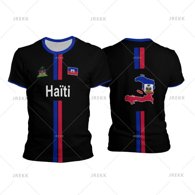Haiti Football T Shirts Men's Sports T-shirt Haitian Flag Street Oversized Tops Unisex Casual Graphic Tees Tops Y2k Men's Gifts 3256808595881955 AE