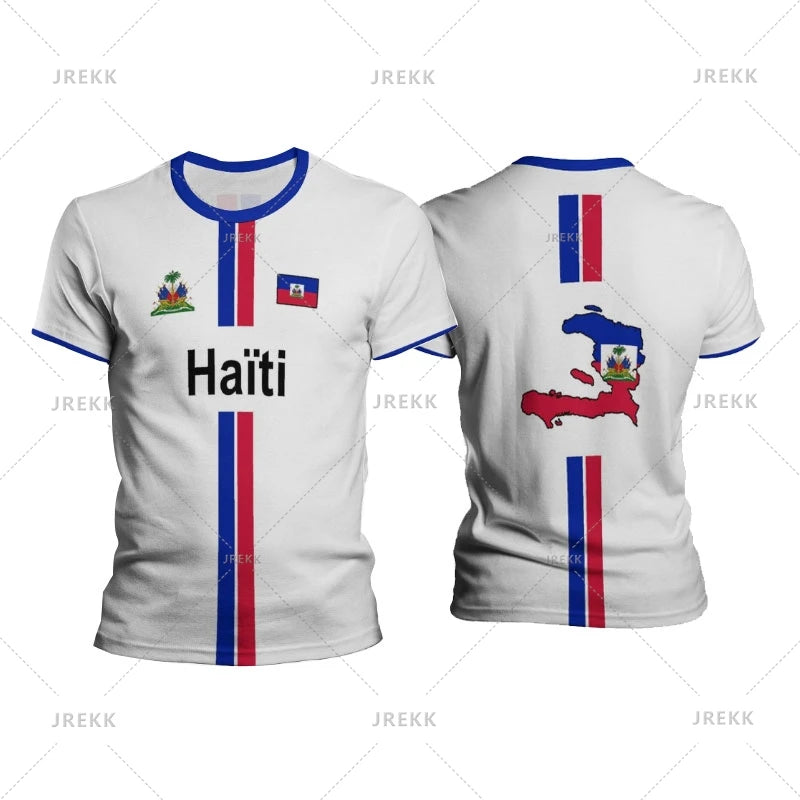 Haiti Football T Shirts Men's Sports T-shirt Haitian Flag Street Oversized Tops Unisex Casual Graphic Tees Tops Y2k Men's Gifts 3256808595881955 AE