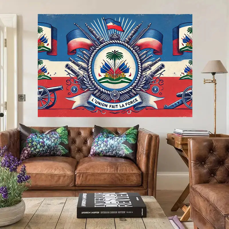 Backdrop Banner 1pc, Haitian flag iconic features Background Cloth Wall Decor, Polyester Fabric Wall Covering, For Living Room Bedroom Office Home Outdoor Decor, 8x6FT GA3945415 T