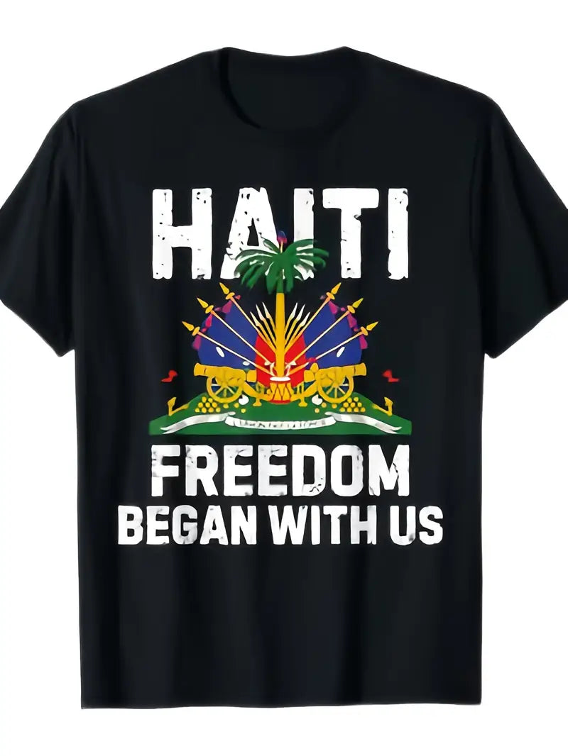 Local warehouseFreedom Began With Us Happy Haitian Flag Day Haiti Flag T-Shirt