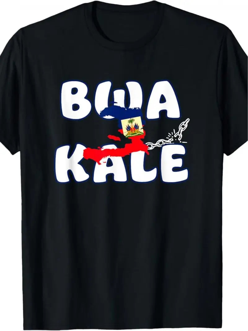 men's 100% cotton 180g patriotic haiti 1804 bwa - bohemian neck, moisture-wicking & breathable, black with flag colors & emblem, casual wear, machine washable, cultural fashion | graphic tee | soft texture, t shirt - men's clothing - Temu