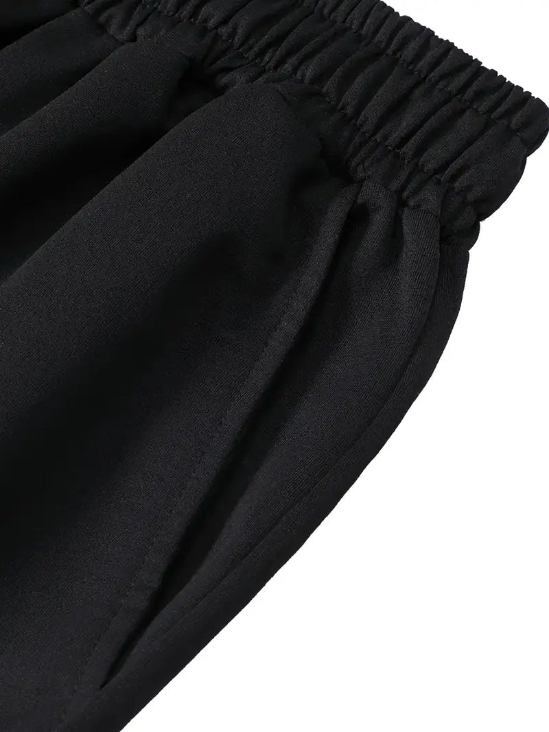 Men'S casual shorts with "HAITI" Print - Light Gray, Elastic Waistband with Drawstring, Polyester Fabric, Regular Fit, Casual Style for Summer, Summer Casual Wear | Letter Print Shorts | Flexible Waistband. (Black) GX1814939 T