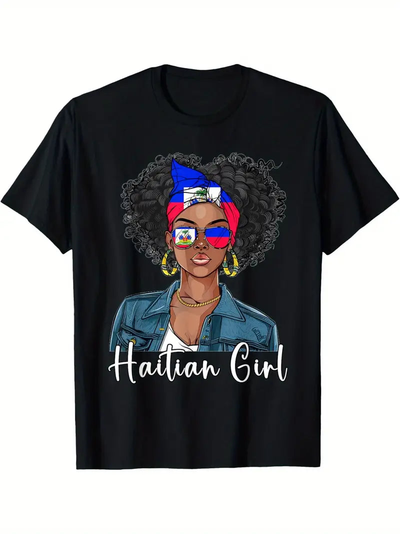 Local warehouseHaitian Flag Souvenirs Woman Uniform Dress Girl Haiti T-Shirt