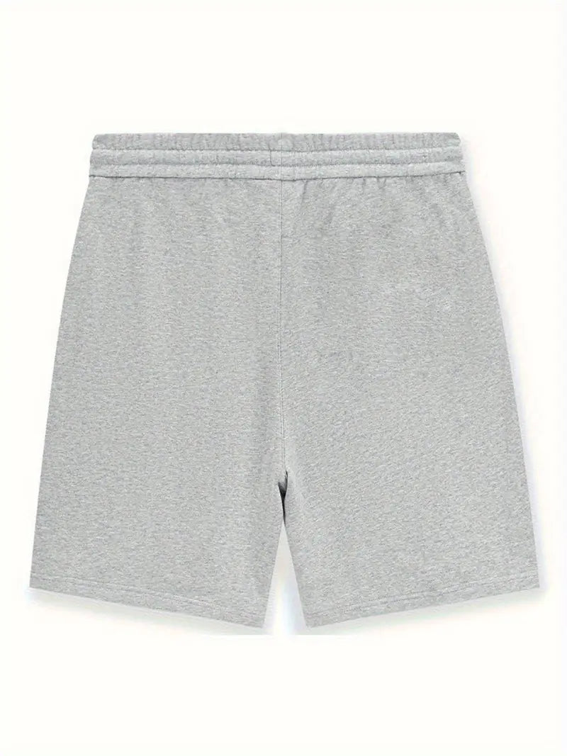 Men'S casual shorts with "HAITI" Print - Light Gray, Elastic Waistband with Drawstring, Polyester Fabric, Regular Fit, Casual Style for Summer, Summer Casual Wear | Letter Print Shorts | Flexible Waistband. (Light Grey) GX1814939 T